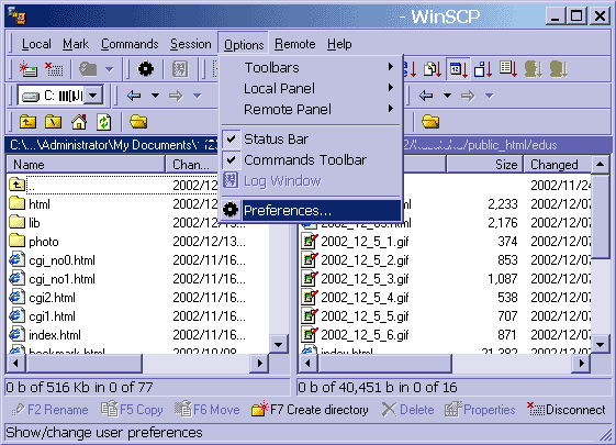 WinSCP画面